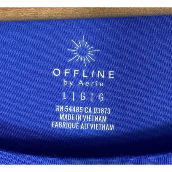 Offline by Aerie Knit Top Tunic Size L Blue Stretch Knit Coastal Athleisure Yoga - Picture 6 of 10
